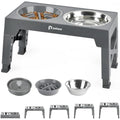Petace Elevated Dog Bowls - 5 Heights Adjustable Stand with Slow Feeder
