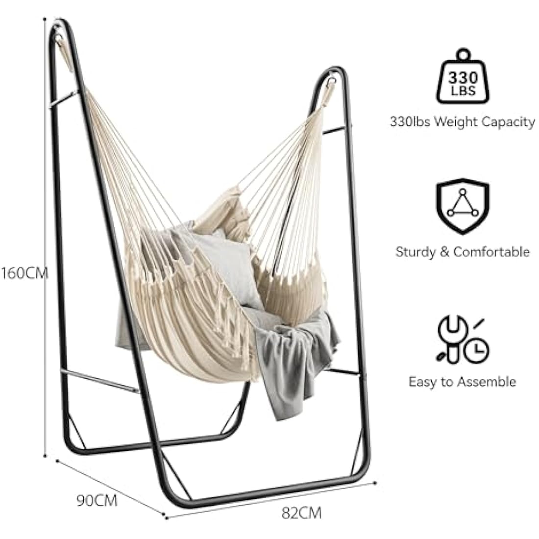 YITAHOME Hammock Chair with Stand | White Steel Frame Swing for Patio