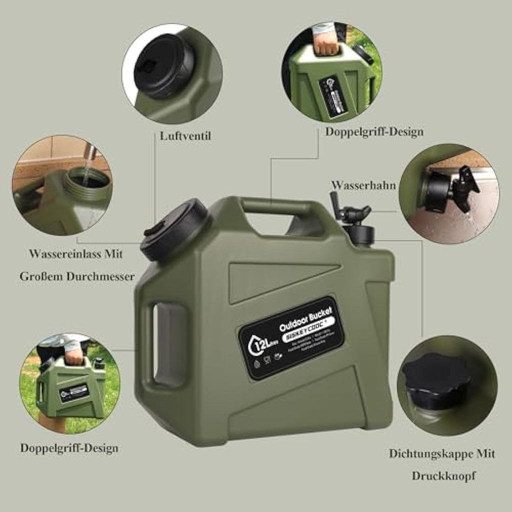 SISKEYCOOC 12L Portable Water Canister with Tap | BPA-Free Camping Tank