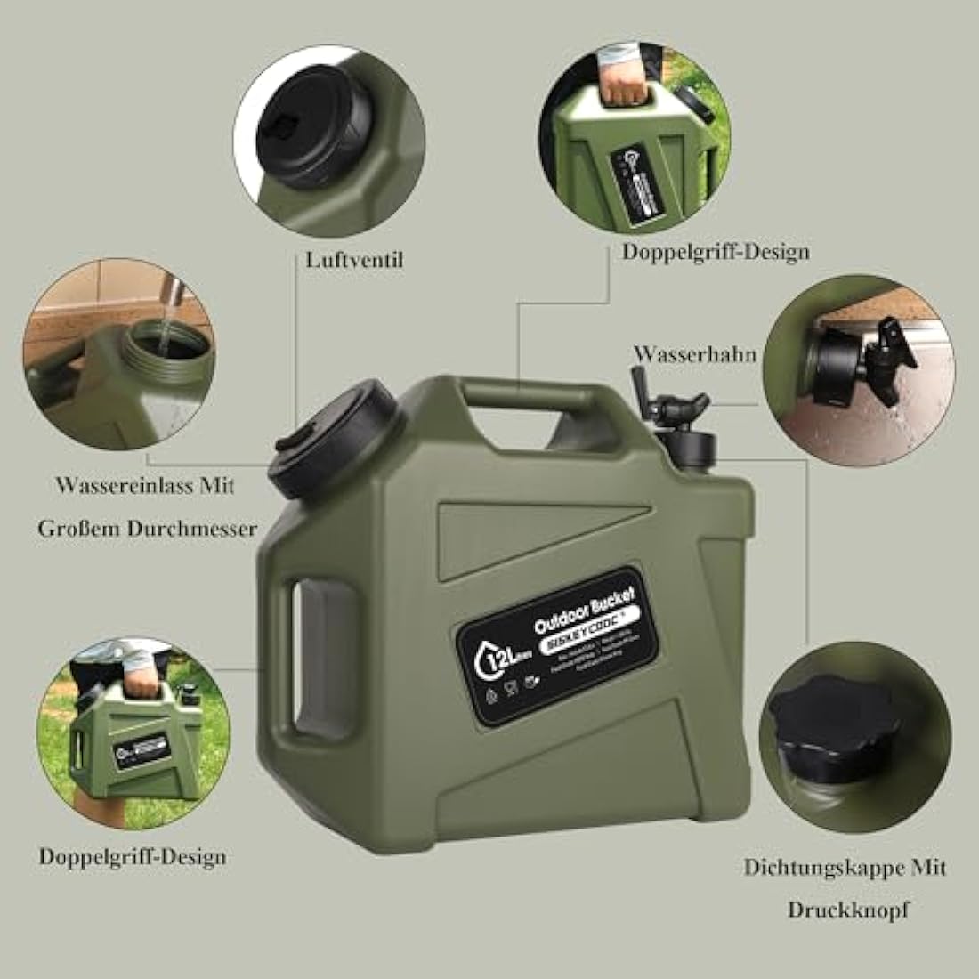 SISKEYCOOC 12L Portable Water Canister with Tap | BPA-Free Camping Tank