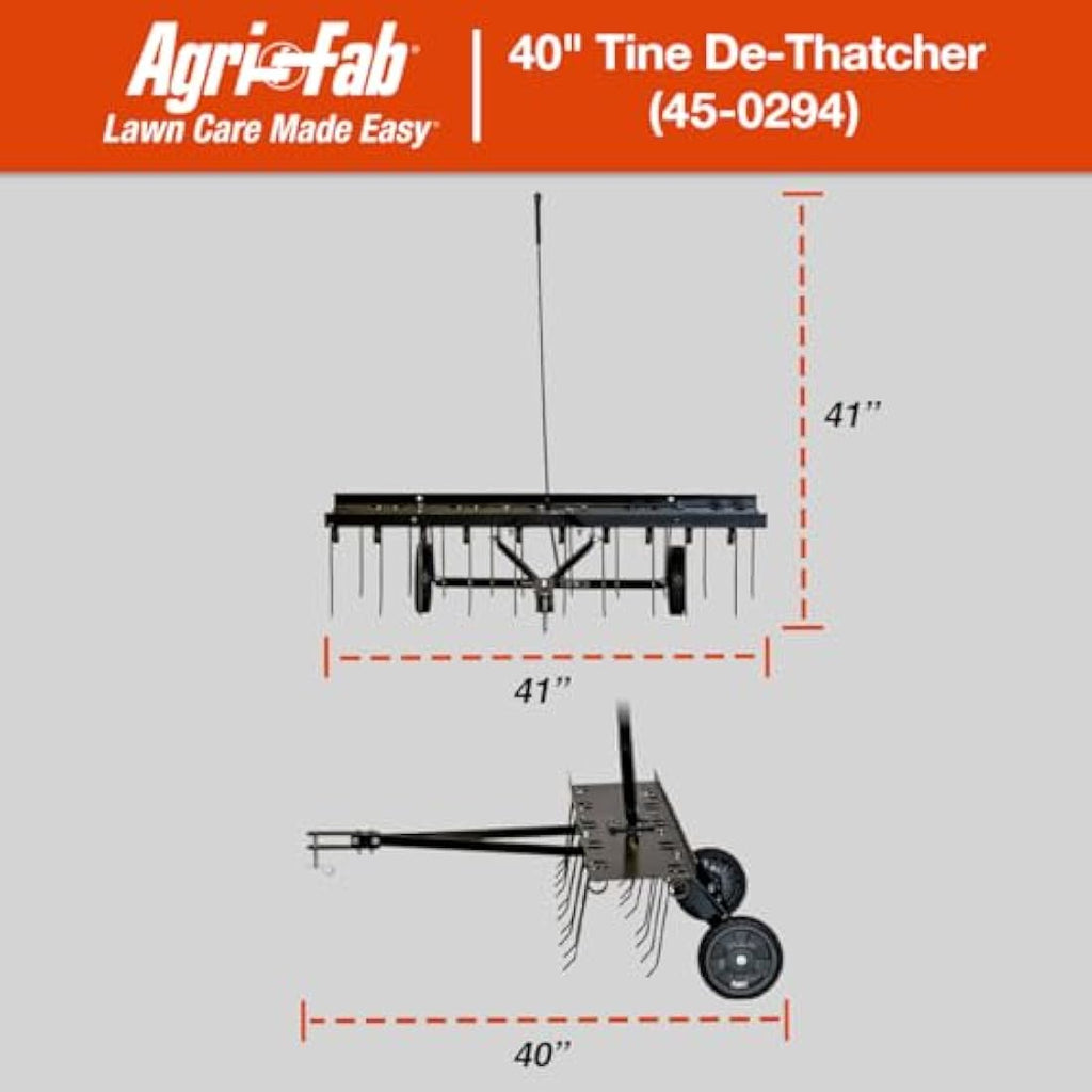 Agri-Fab 40-Inch Tine Dethatcher – 20 Spring Tines & Universal Hitch