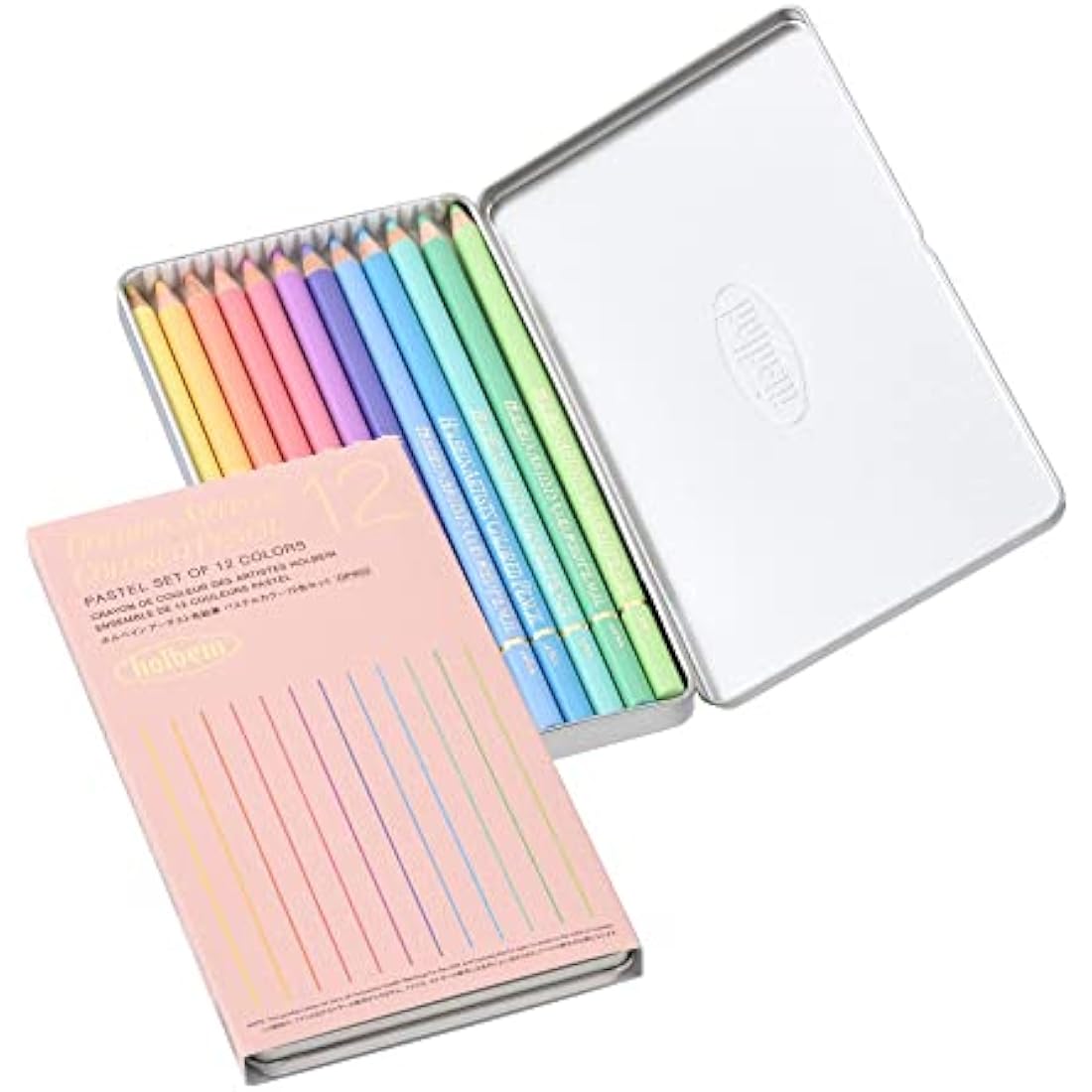 Holbein Artist Colored Pencils – 12 Color Pastel Set, Oil-Based Japan