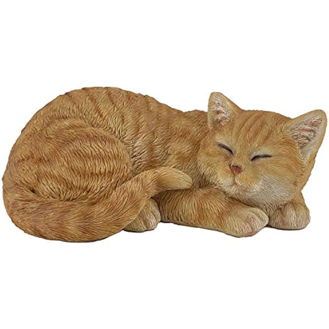 G&H Decor Ginger Sleeping Cat Statue – 32cm Resin Garden Ornament