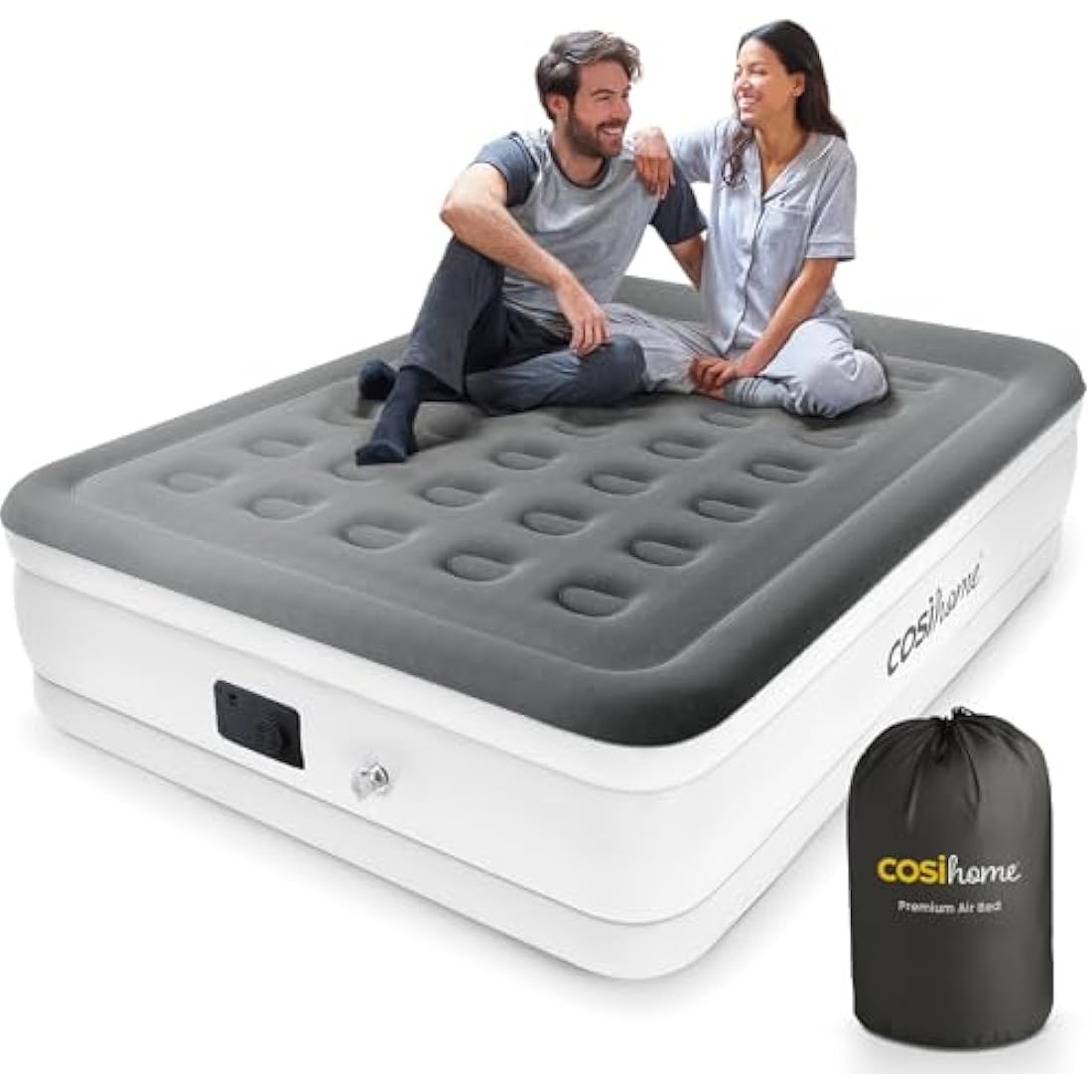 Cosi Home King Size Air Bed with Built-in Pump and Integrated Pillow