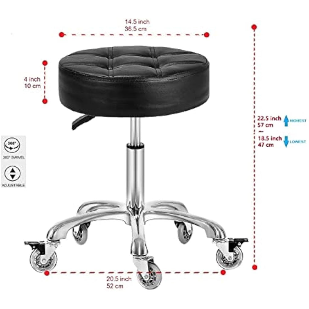 McDooFly Heavy Duty Rolling Stool – Adjustable Swivel Salon Chair with Wheels