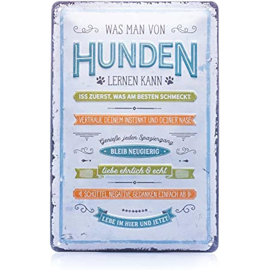 Nostalgic-Art Retro Tin Sign – Was man von Hunden lernen kann – 20x30cm