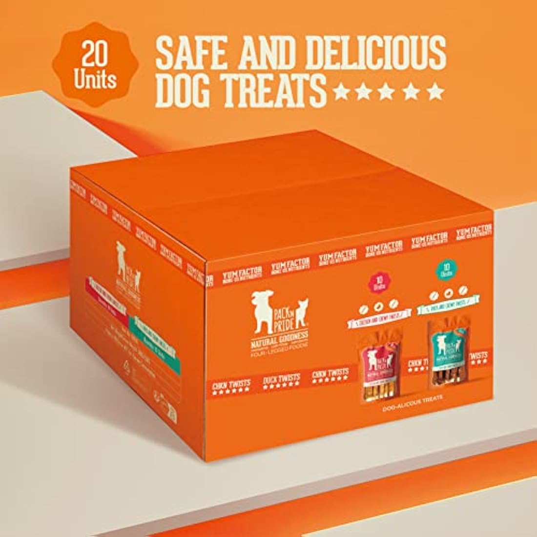 Pack'n Pride Chicken & Duck Rawhide Twists - 20 Pack Dog Chews
