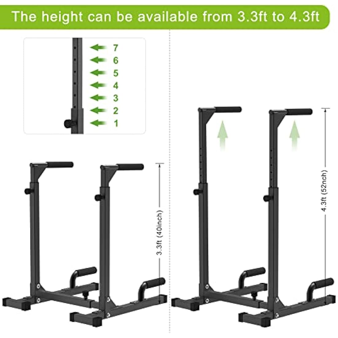 SELEWARE Heavy Duty Adjustable Dip Bar Station - 800lb Capacity