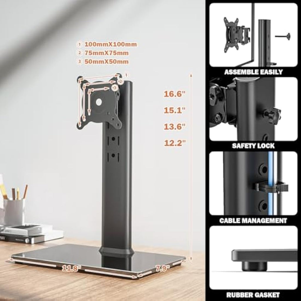 2-Pack Single Monitor Stand | Height Adjustable 13-32"