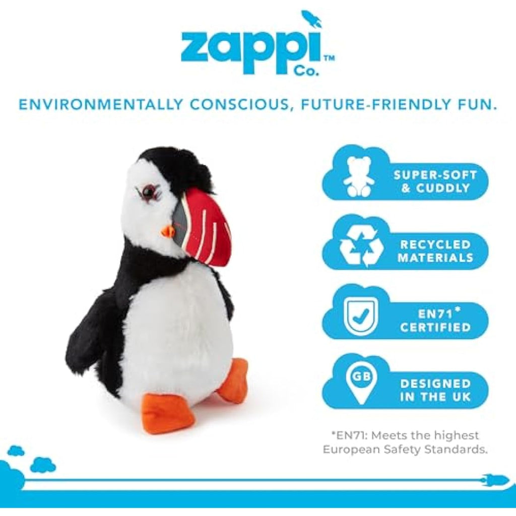 Zappi Co Puffin Plush Toy – 22cm Eco-Friendly Recycled Stuffed Animal