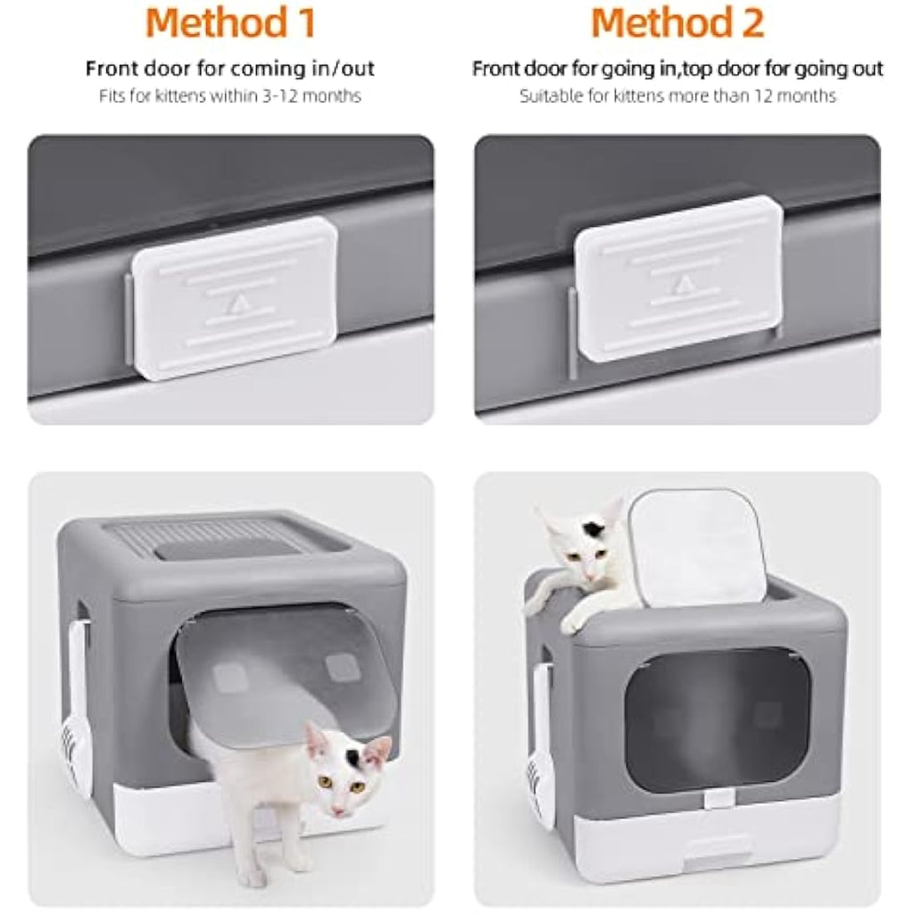 BingoPaw Foldable Cat Litter Box – Large Top Entry Tray with Drawer