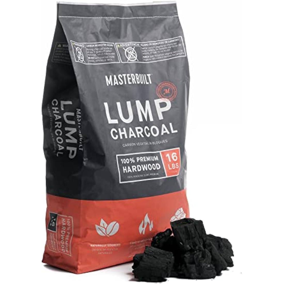 Masterbuilt Premium Natural Lump Charcoal - 16lb Hardwood for BBQ