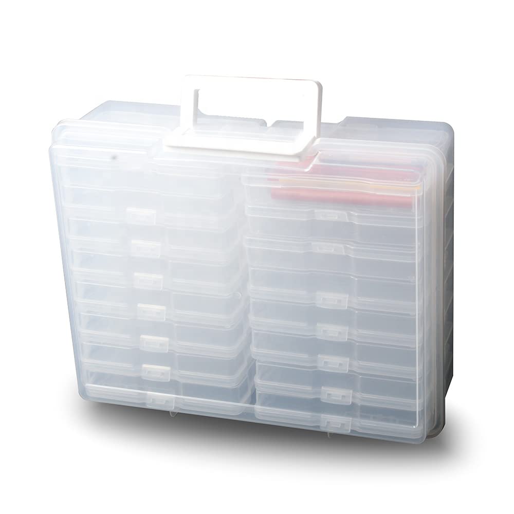 Zuvo Plastic Photo Storage Box with 16 Cases and Removable Dividers