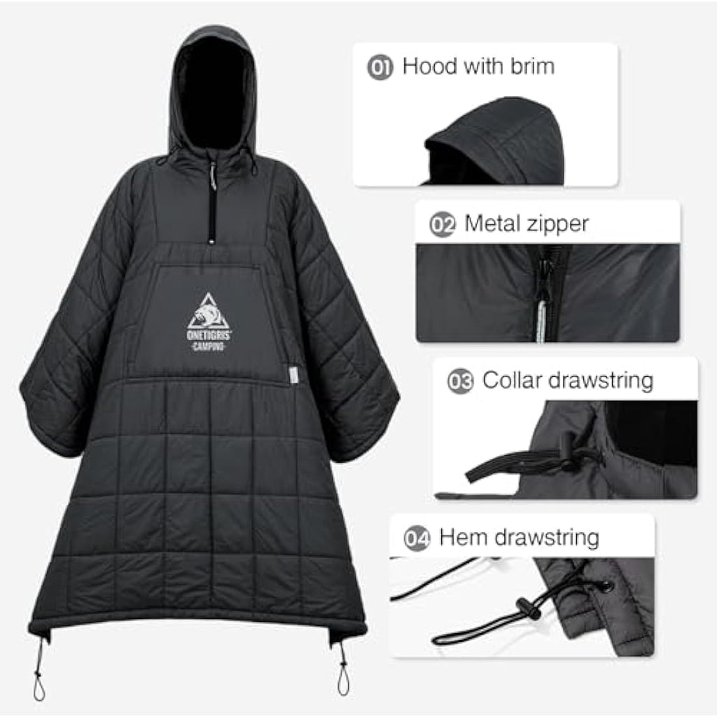 OneTigris Wearable Camping Blanket Poncho | 3M Thinsulate Insulation