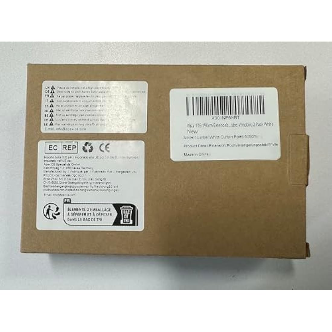 No-Drill Extendable Tension Curtain Rods, 105-190cm, 2 Pack