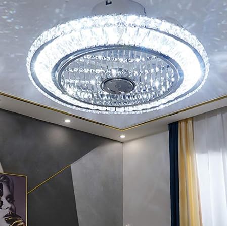 Crystal Ceiling Fan | 72W Dimmable LED Light with Remote