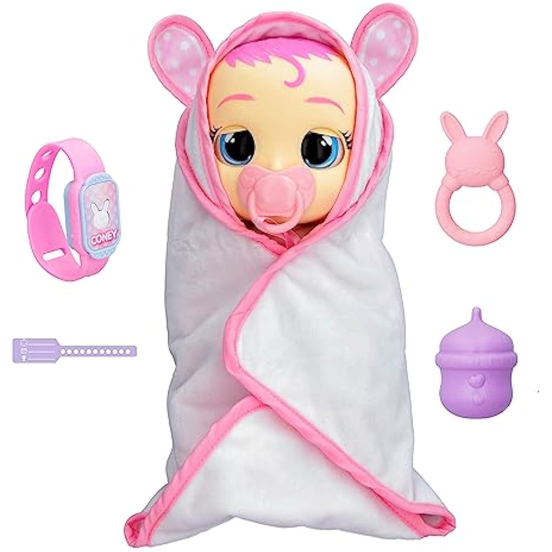 Cry Babies Newborn Coney Interactive Doll with Smart Bracelet and Accessories