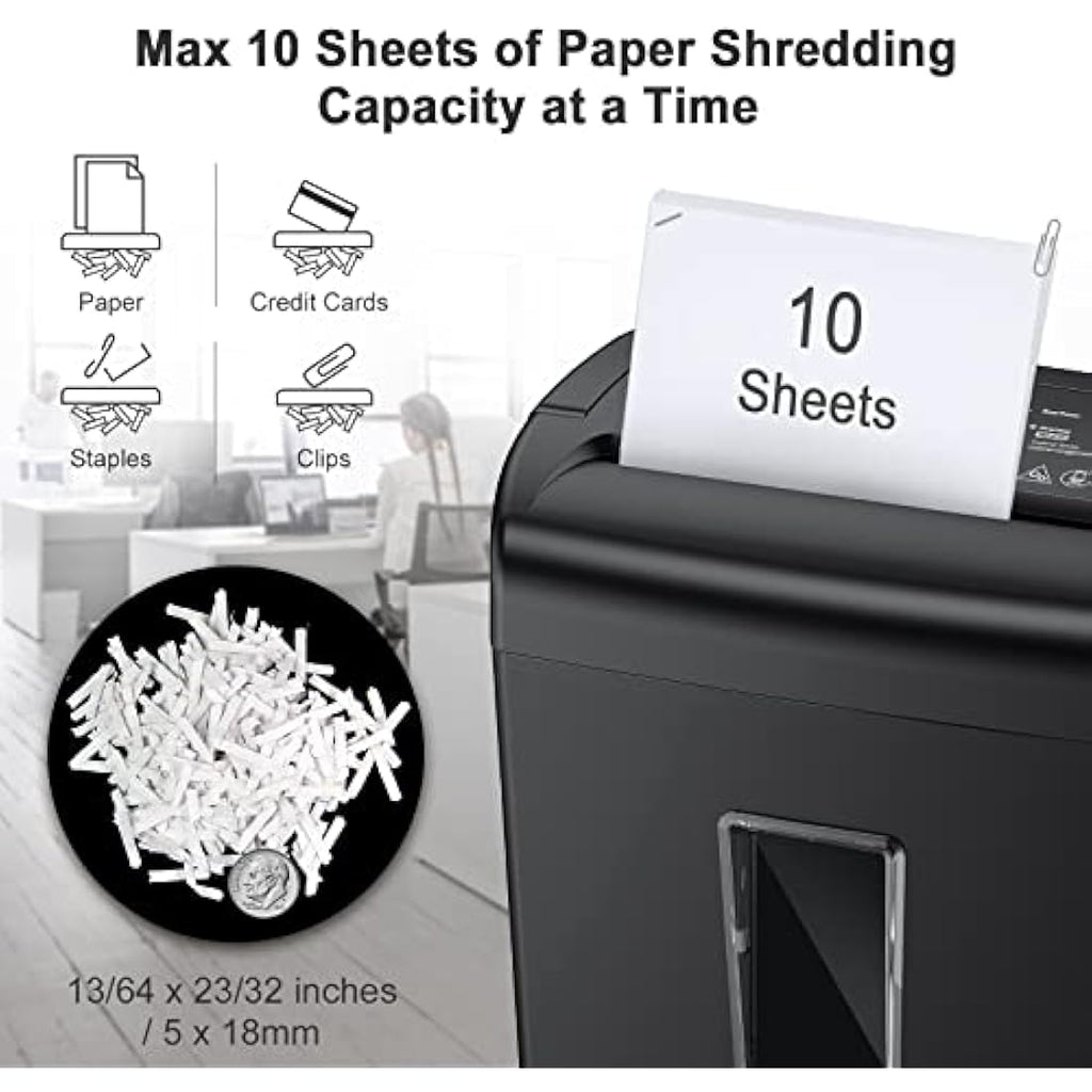 Bonsaii 10-Sheet Cross-Cut Paper Shredder – 21L Home Office Machine