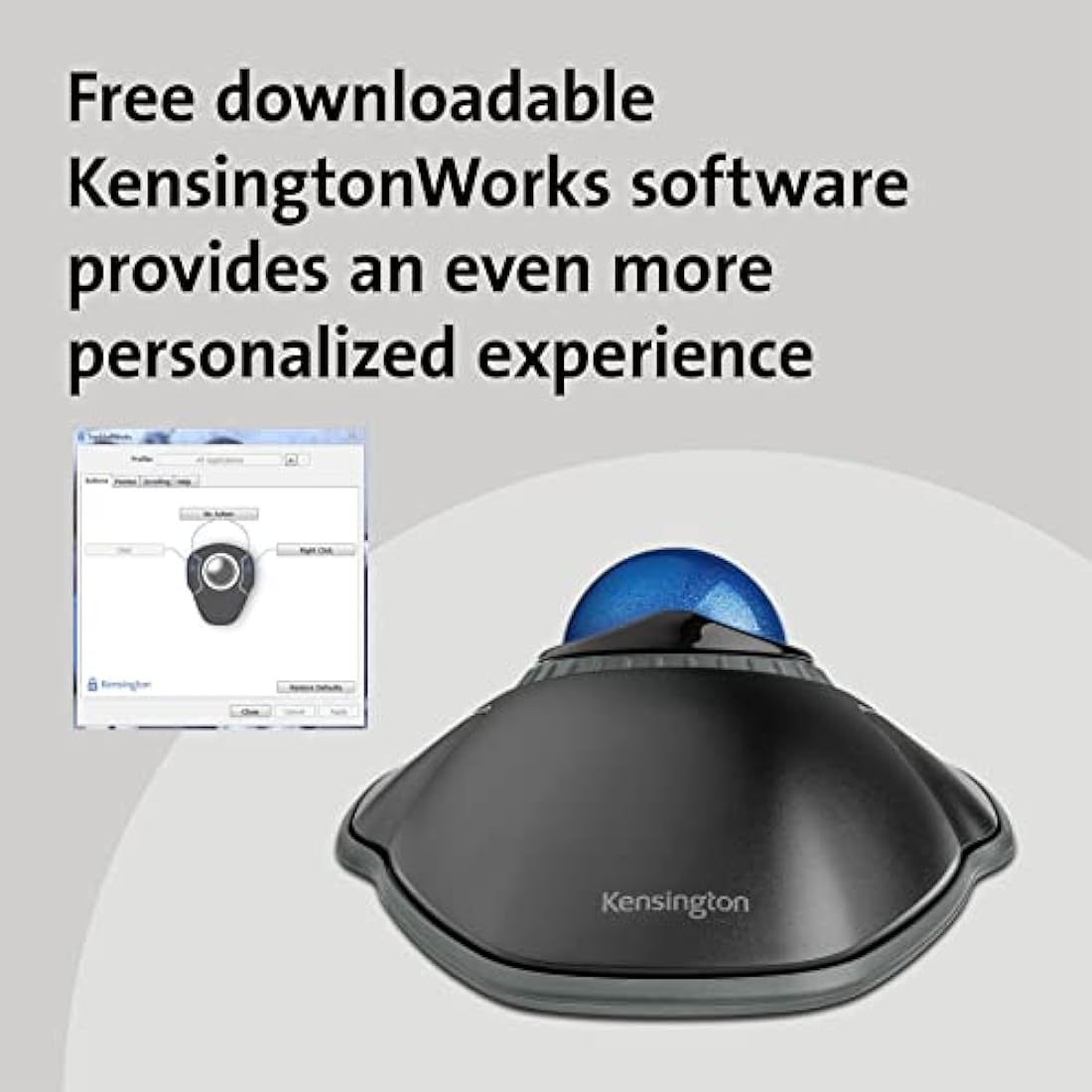 Kensington Orbit Wired Trackball Mouse with Scroll Ring – Blue