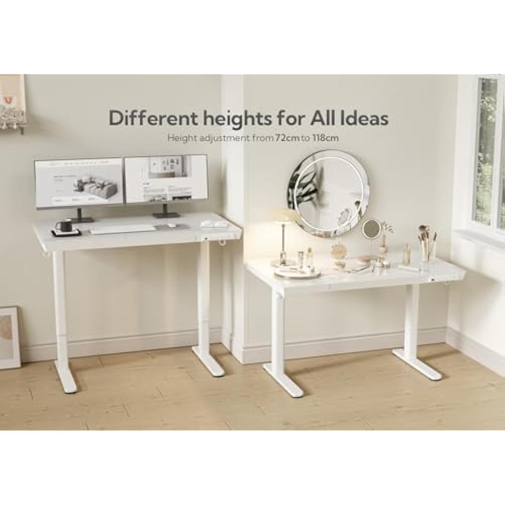 Claiks Glass Standing Desk – Electric Height Adjustable with Drawers