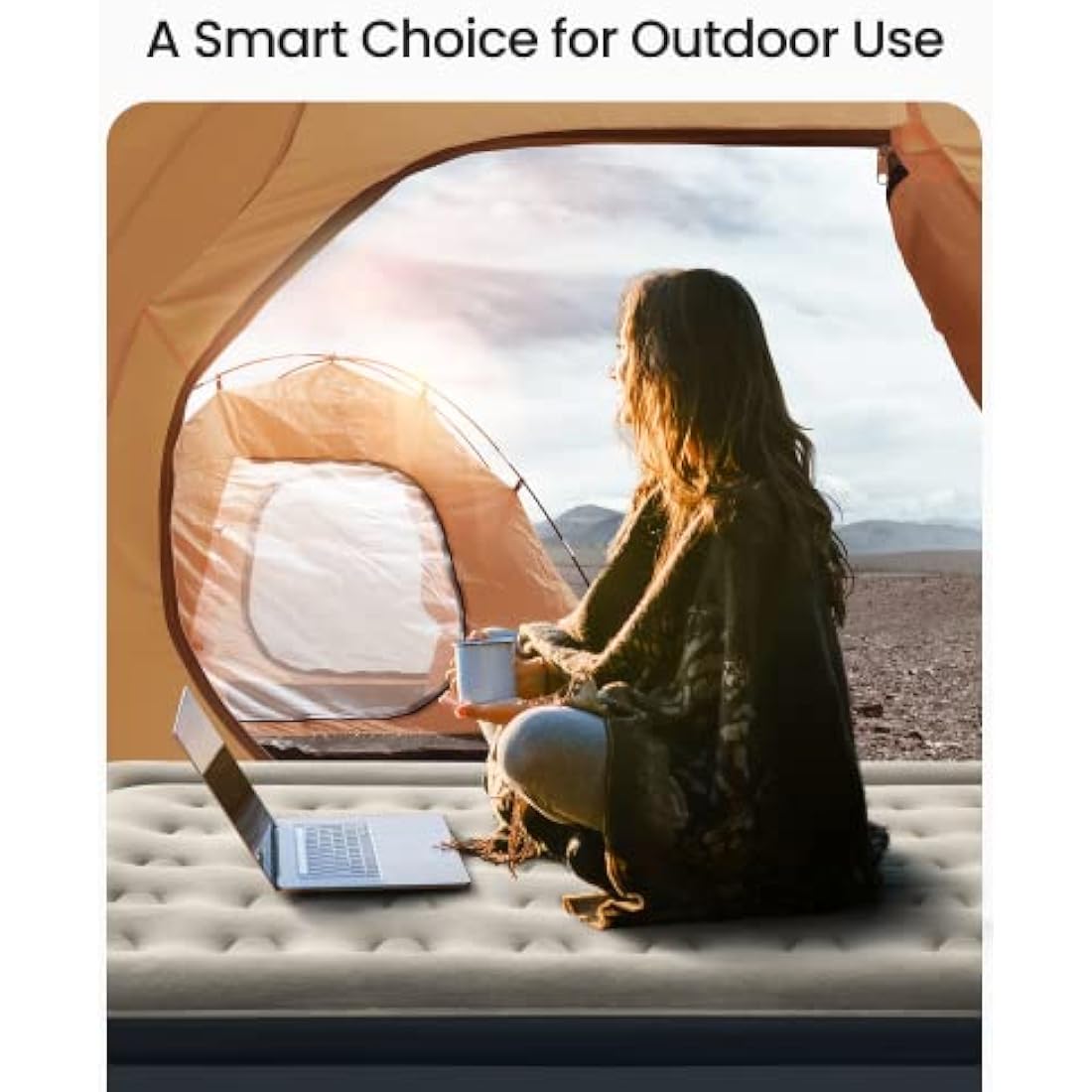 iDOO Single Air Bed | Inflatable Mattress with Built-in Pump | 188x99x38cm