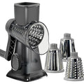 LacusMare Rotary Cheese Grater | 3-Blade Vegetable Slicer & Shredder, Gray