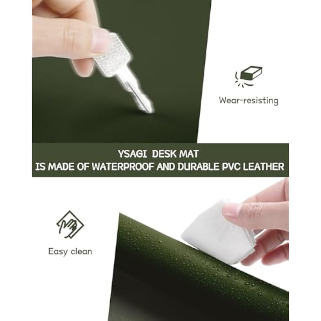 YSAGi Leather Desk Pad – Waterproof Non-Slip Office Writing Mat, Pine Green