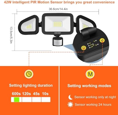 MEIKEE 42W LED Motion Sensor Security Light | 3600LM IP66 Floodlight