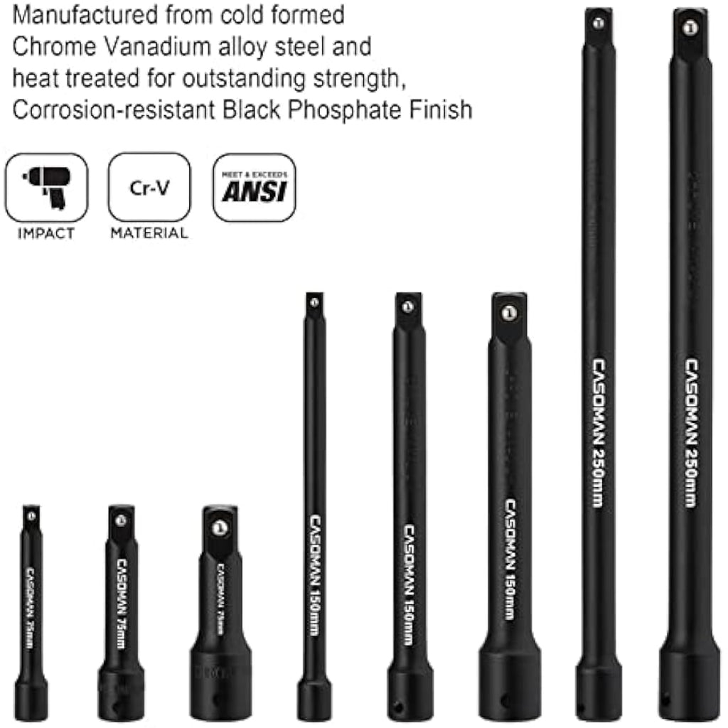 CASOMAN 18-Piece Drive Tool Accessory Set | Impact Socket Extensions