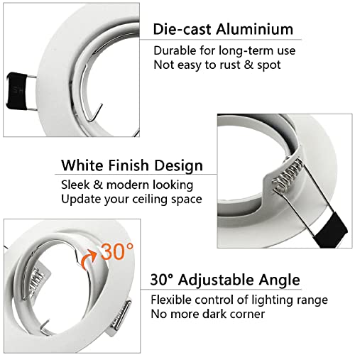 Allesgute 6-Pack LED Recessed Ceiling Lights | 5W GU10 Matte White Downlights