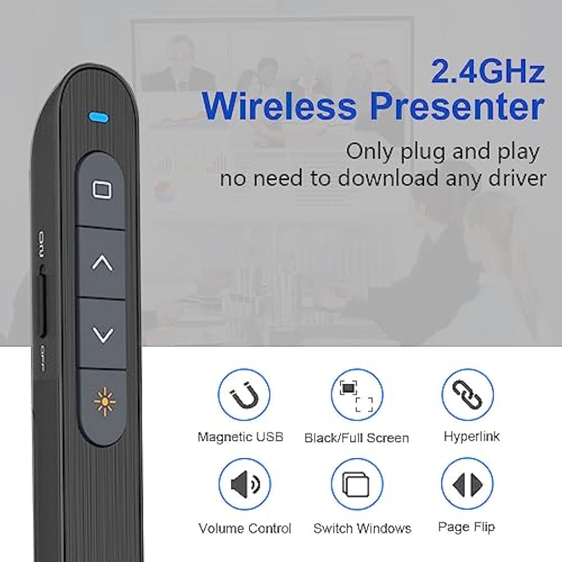 Jolof Store Wireless Presentation Clicker – Red Light PPT Remote for Mac