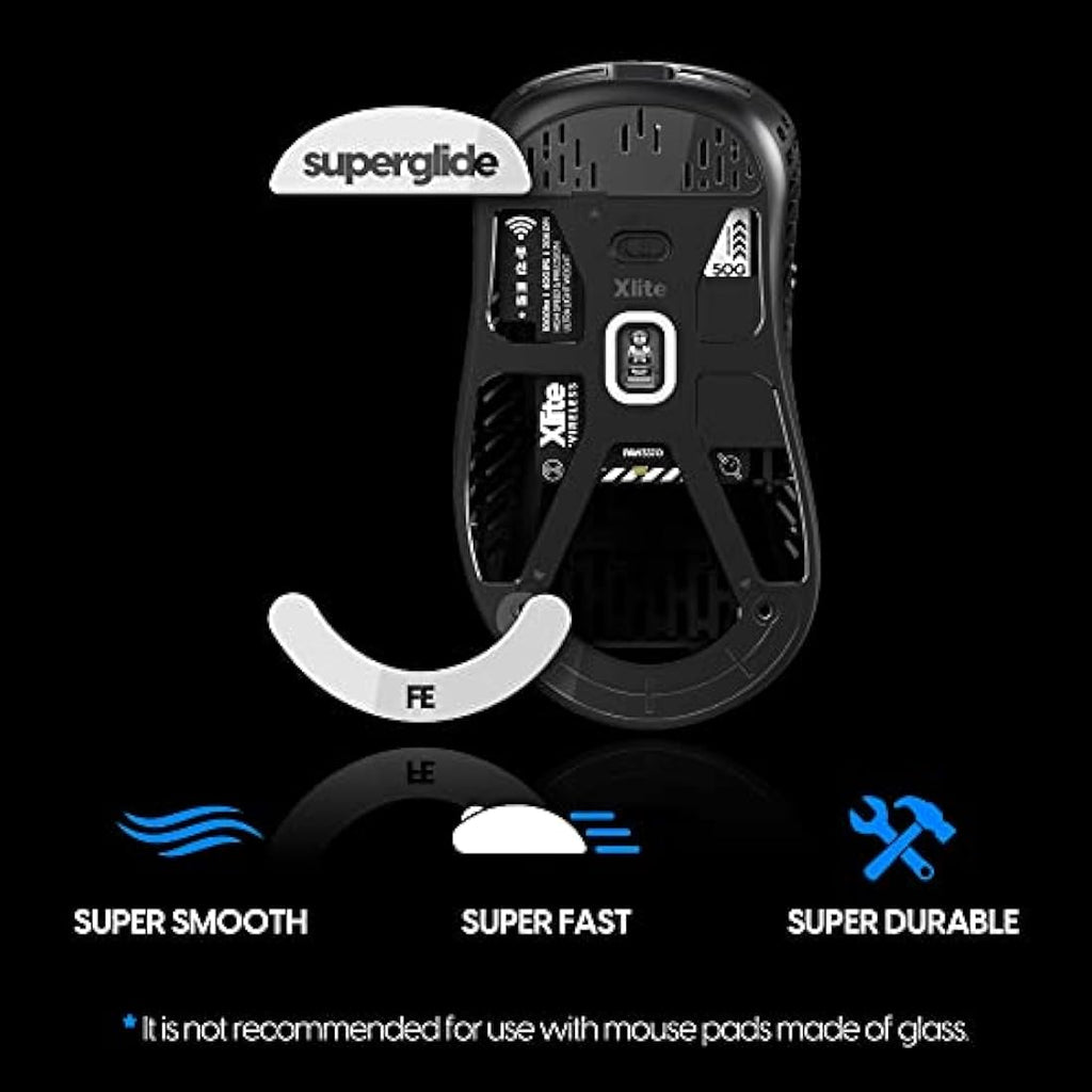 Pulsar Xlite Wireless Superglide Glass Mouse Skates - White