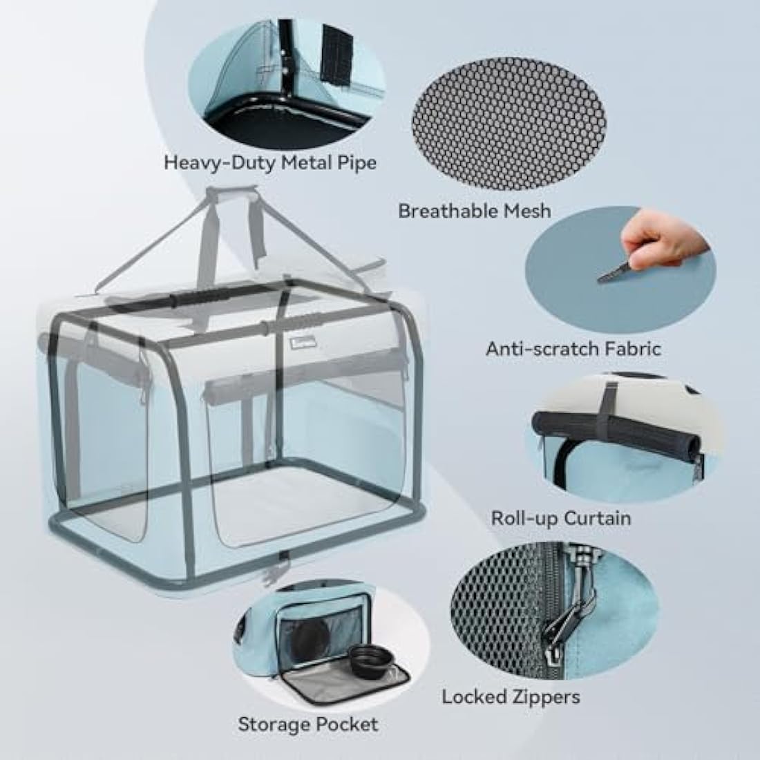 Reerooh Foldable Dog Carrier | Portable Soft Travel Crate with Steel Frame