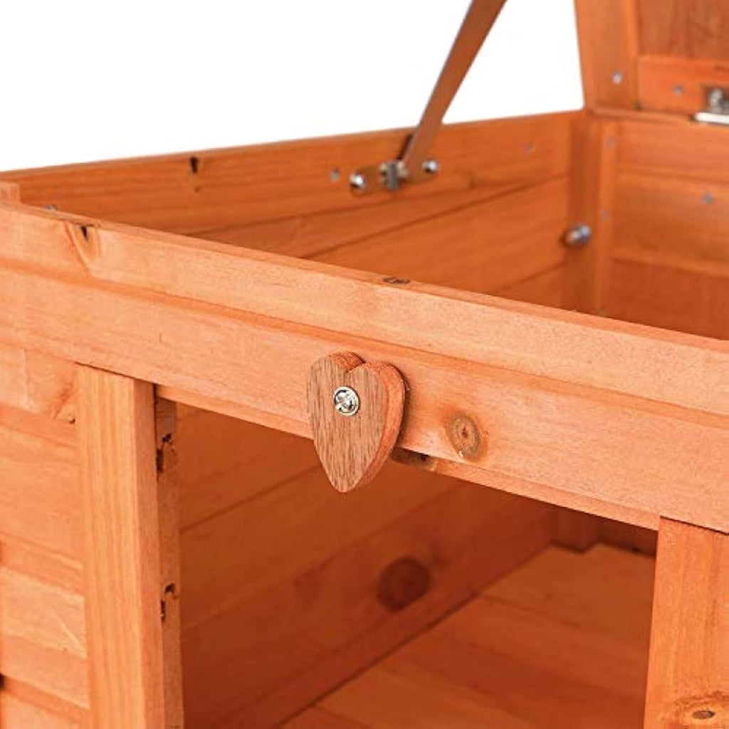 Bunny Business Wooden Pet Hide House | Weatherproof Rabbit Hutch, Natural