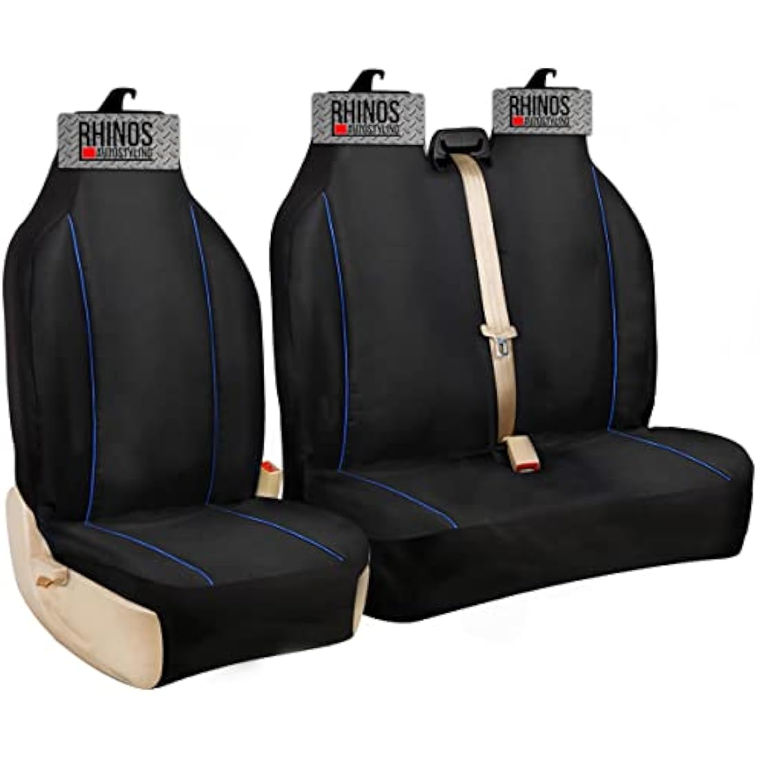 Peugeot Partner Van Seat Covers –  Black & Blue Piping