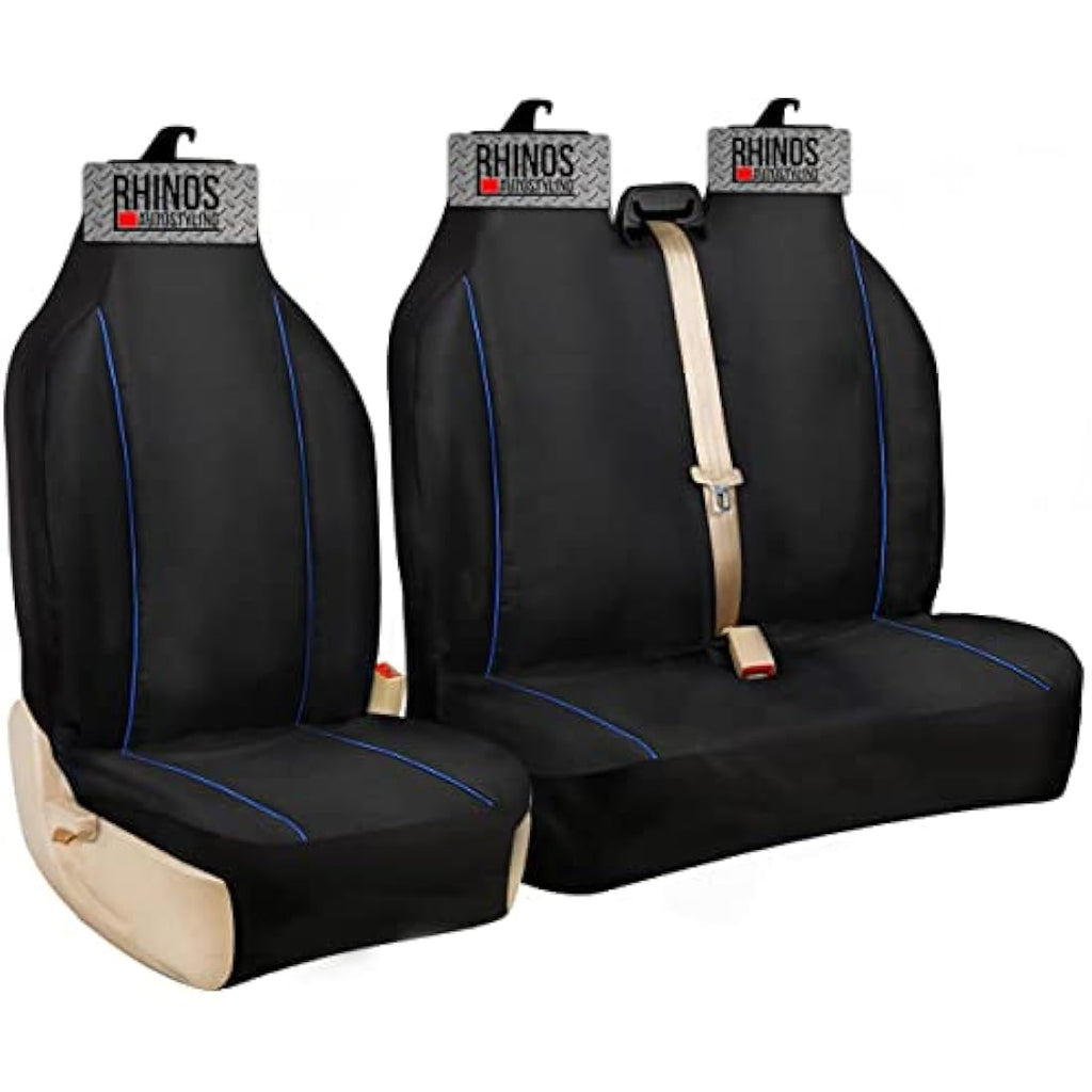 Citroen Berlingo 1.6 HDi Van Seat Covers – Black with Blue Piping