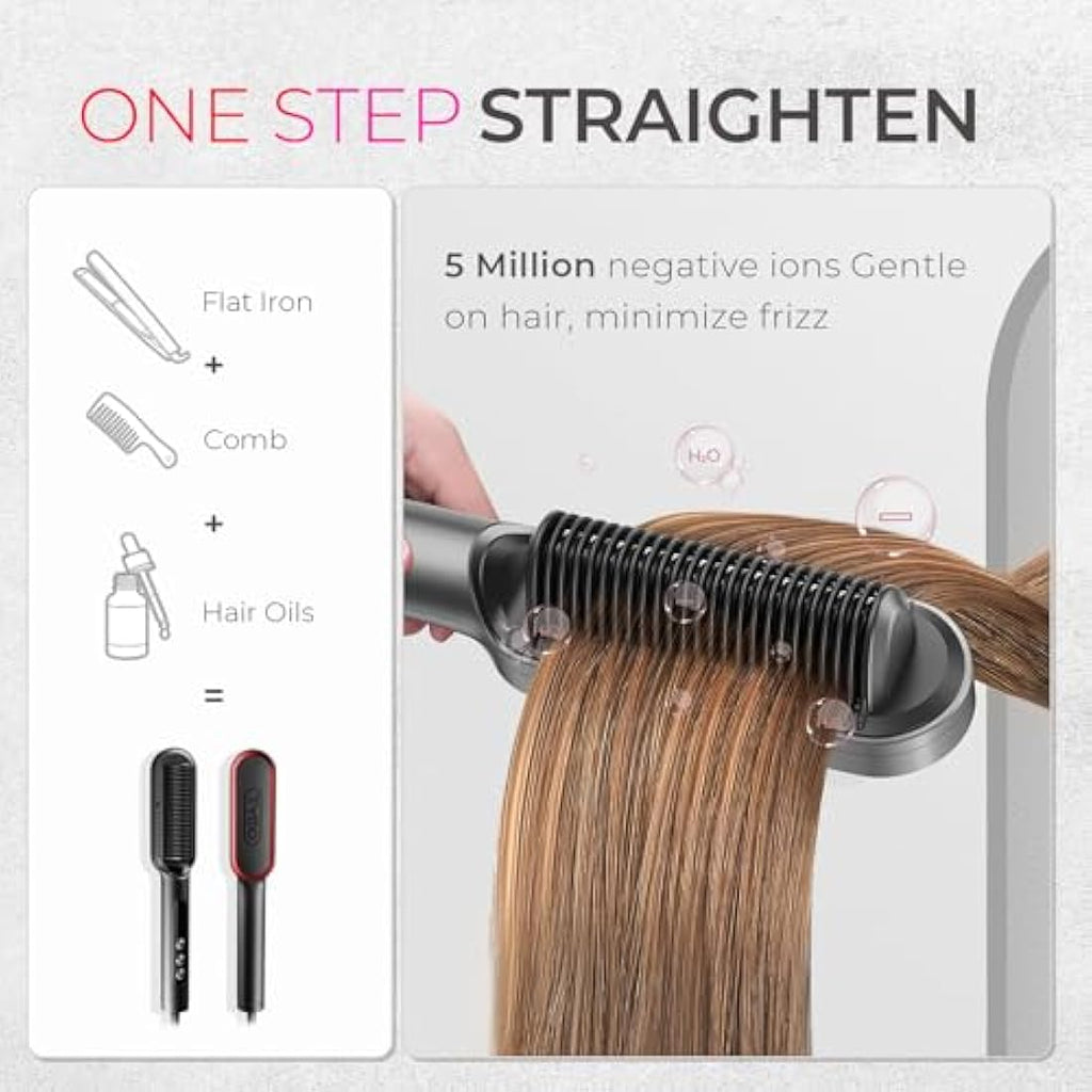 TYMO Hair Straightener Comb Plus – Nano Titanium Ionic Styling Brush