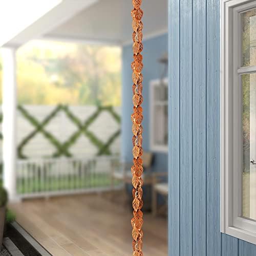 Monarch Copper Cascading Leaves Rain Chain – 8.5ft Gutter Downspout