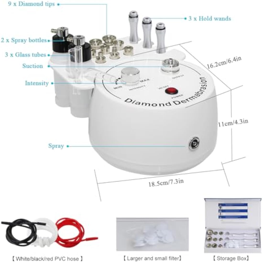 FAZJEUNE 3-in-1 Diamond Microdermabrasion Machine & Vacuum Skin Peeling
