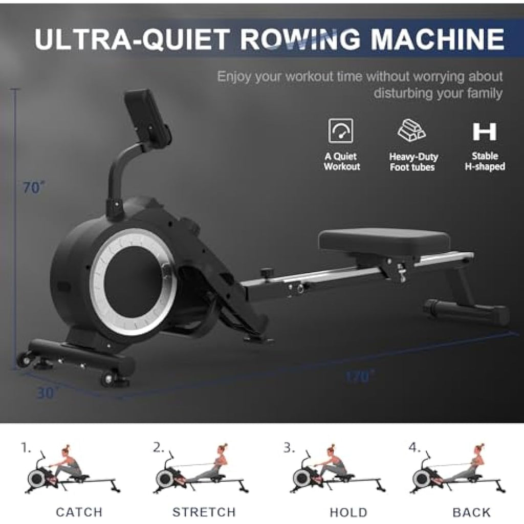 Neezee Foldable Rowing Machine – 16 Level Magnetic Resistance Home Rower