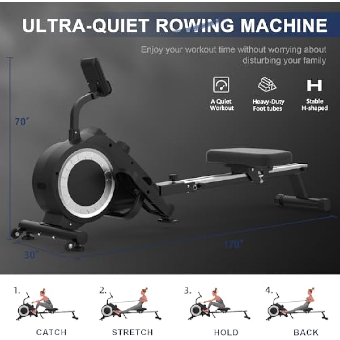 Neezee Foldable Rowing Machine – 16 Level Magnetic Resistance Home Rower