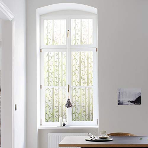 Finnez Bamboo Frosted Privacy Window Film - Static Cling Glass, 90x400cm