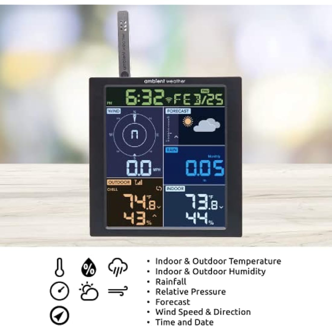 Ambient Weather WS-1965 WiFi Weather Station | Smart Home Monitoring