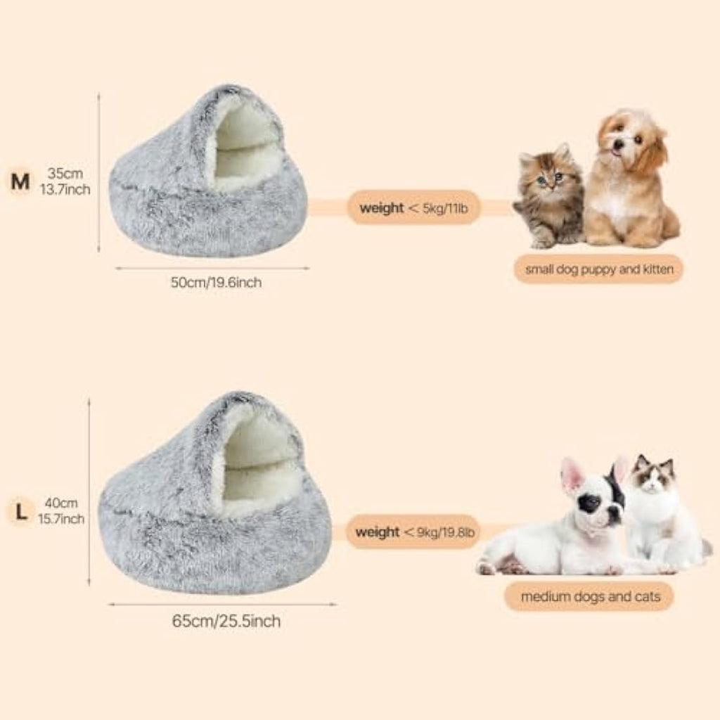 Jolof Store Calming Hooded Dog Bed – Plush Anti-Anxiety Burrowing Nest
