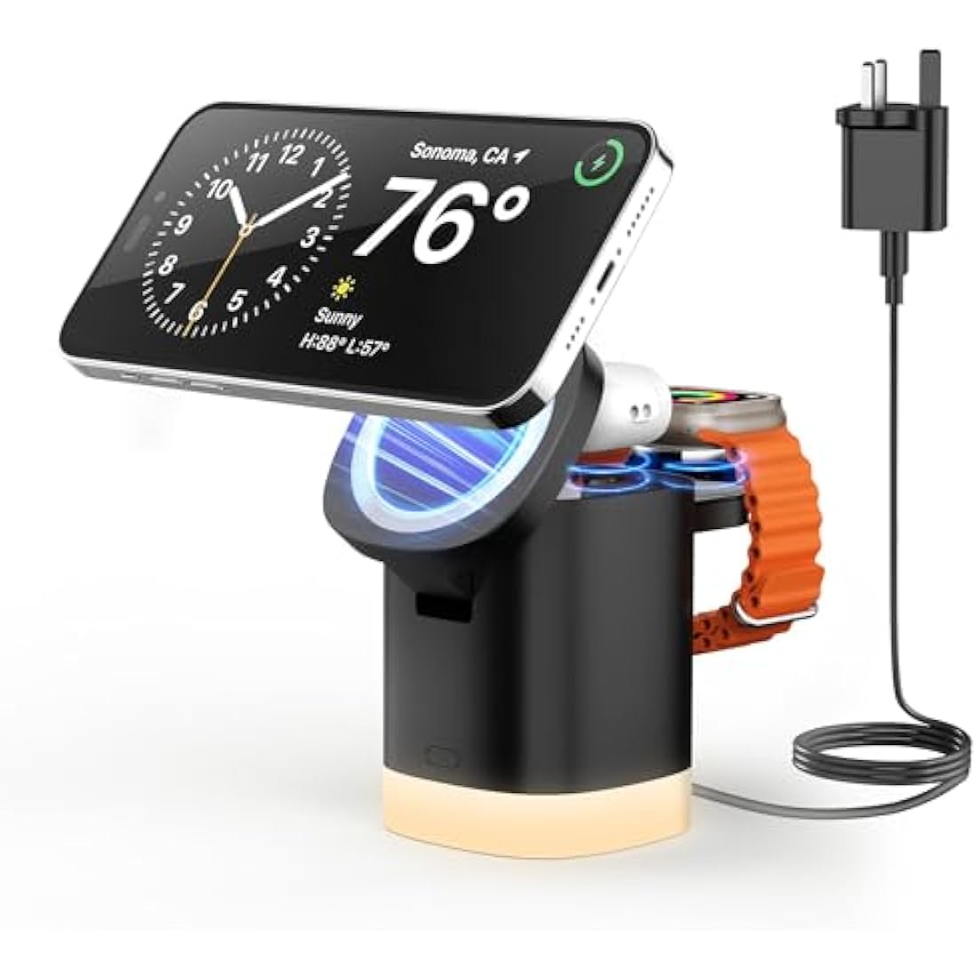JoyGeek 3-in-1 Magnetic Wireless Charging Station for iPhone & Apple Watch