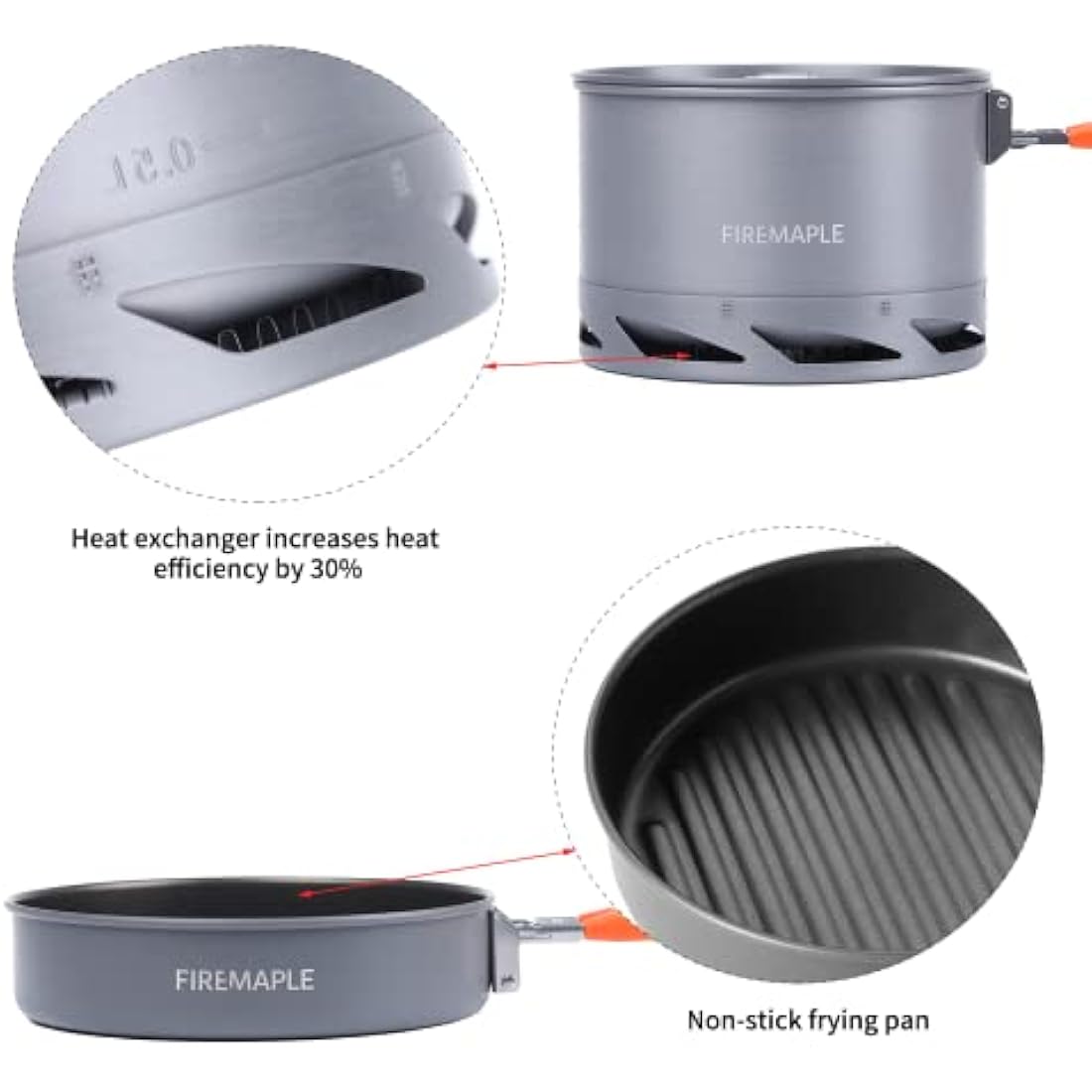 Fire-Maple Feast Heat Exchanger Cookware Set | 3-Piece Non-Stick Kit