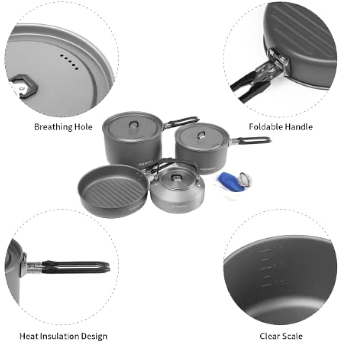 Fire-Maple Feast 4 Camping Cookware Set | 12pc Anodized Aluminum Kit
