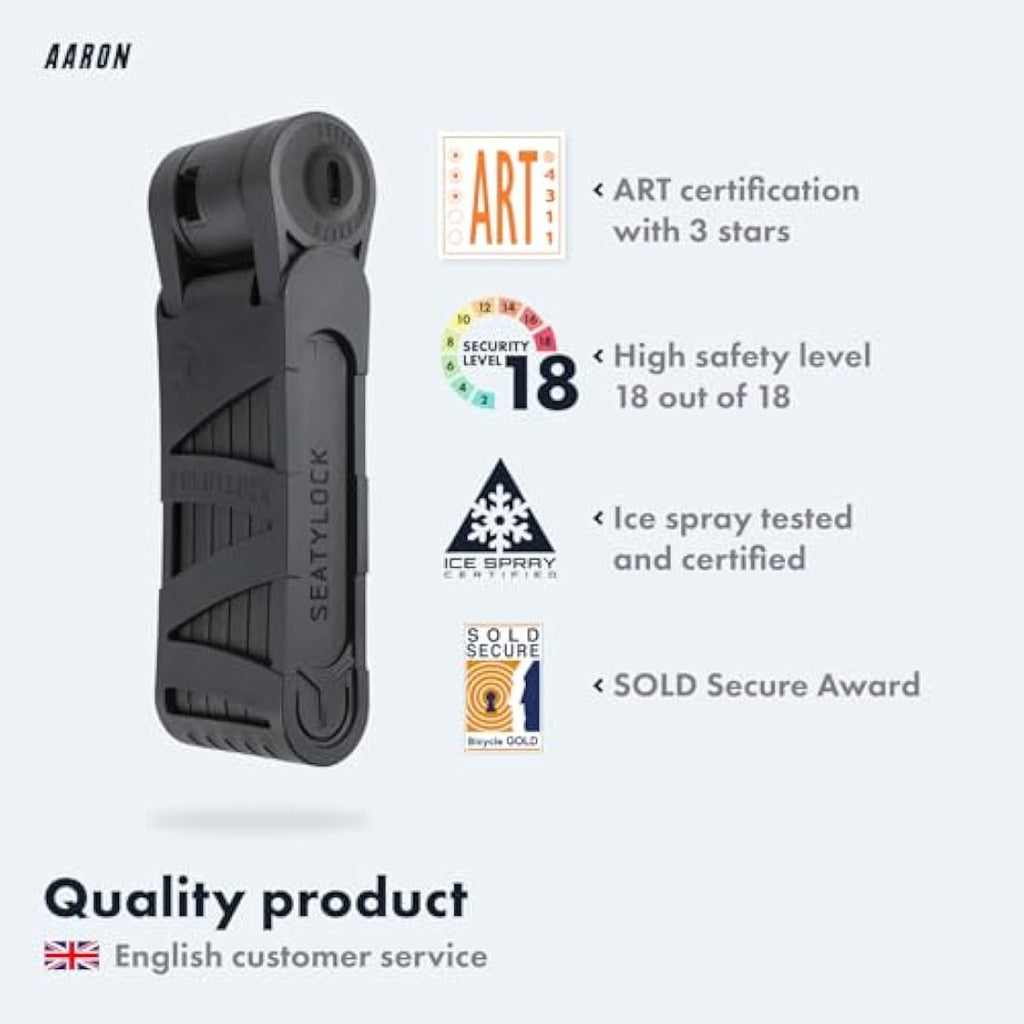 AARON Folding Bicycle Lock Level 18 – High Security 90cm Bike Lock