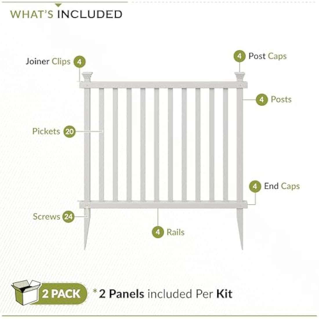 Zippity No Dig Baskenridge White Vinyl Garden Fence - 36in H x 42in W (2-Pack)
