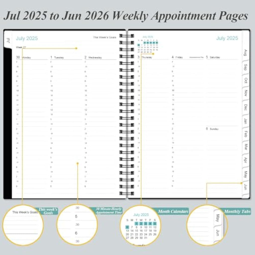 Jolof Store 2025-2026 Hourly Appointment Book | Weekly Planner, Black